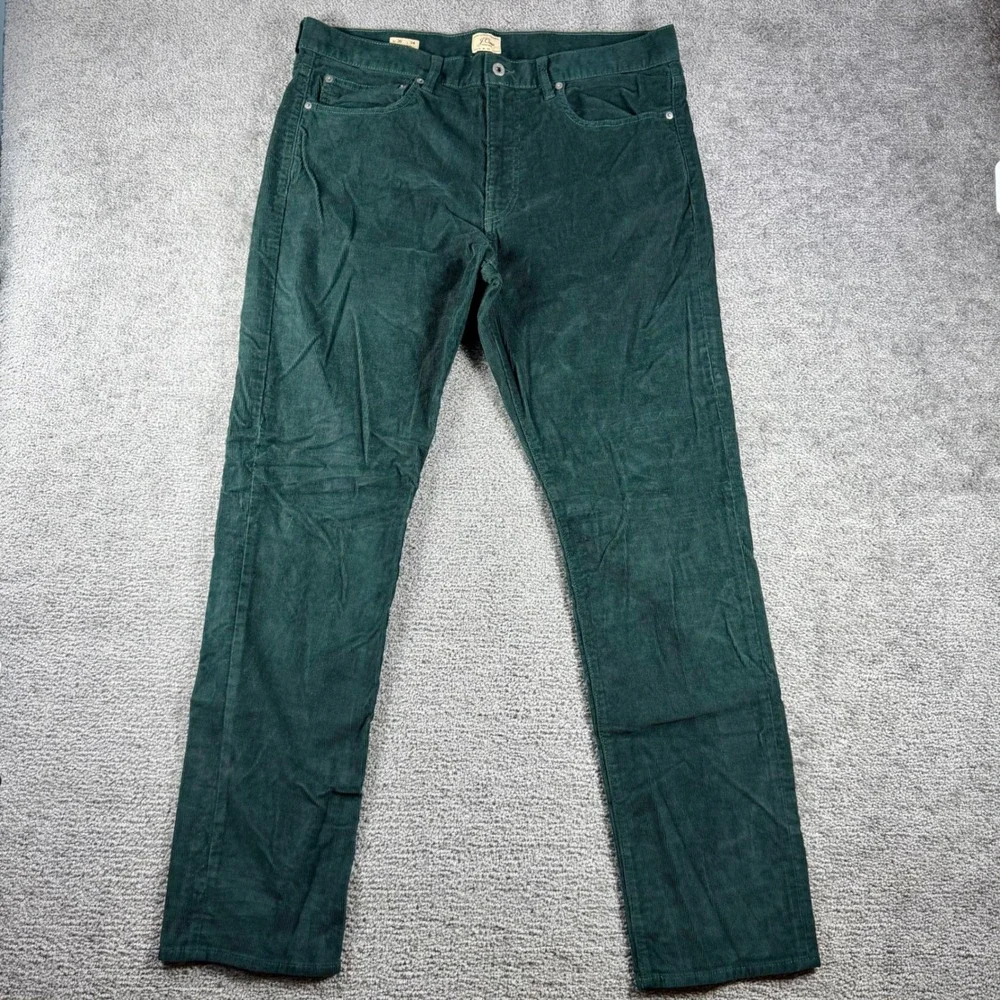 J. Crew 770 Straight Fit Corduroy Pants Mens 36x34 Green Fine Wale G7137